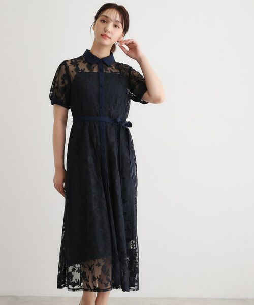 LAURA ASHLEY / ローラ アシュレイ ロング・マキシ丈ワンピース | 【洗える／5分袖／キャミワンピ付き】エルヴェデン柄チュール刺繍ワンピース | 詳細5