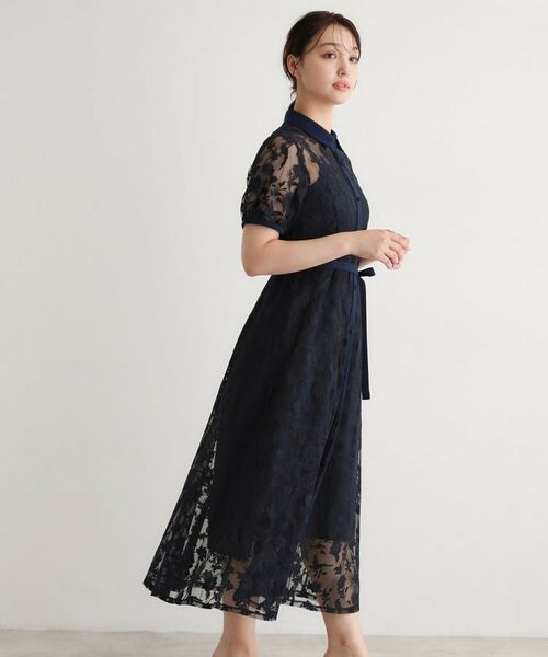 LAURA ASHLEY / ローラ アシュレイ ロング・マキシ丈ワンピース | 【洗える／5分袖／キャミワンピ付き】エルヴェデン柄チュール刺繍ワンピース | 詳細6