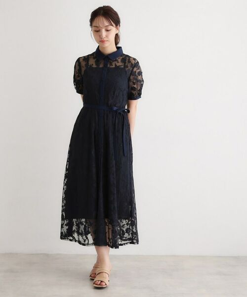 LAURA ASHLEY / ローラ アシュレイ ロング・マキシ丈ワンピース | 【洗える／5分袖／キャミワンピ付き】エルヴェデン柄チュール刺繍ワンピース | 詳細7