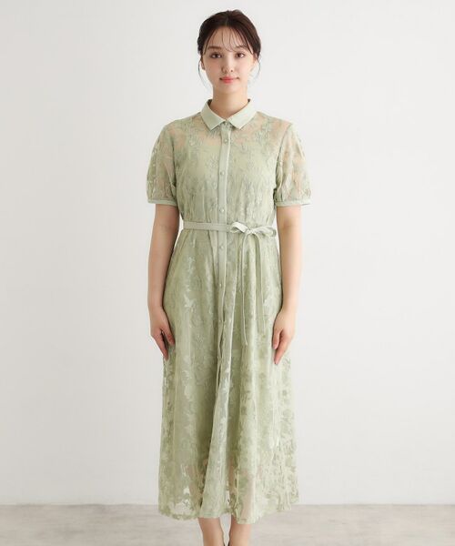 LAURA ASHLEY / ローラ アシュレイ ロング・マキシ丈ワンピース | 【洗える／5分袖／キャミワンピ付き】エルヴェデン柄チュール刺繍ワンピース | 詳細9