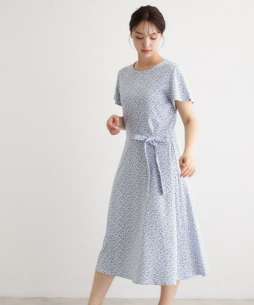 LAURA ASHLEY / ローラ アシュレイ ロング・マキシ丈ワンピース | 【接触冷感／洗える】スウィート アリッサム柄スムースワンピース | 詳細1