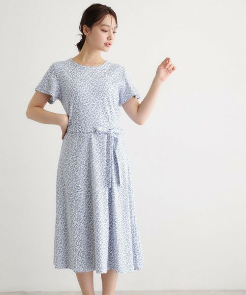 LAURA ASHLEY / ローラ アシュレイ ロング・マキシ丈ワンピース | 【接触冷感／洗える】スウィート アリッサム柄スムースワンピース（ホワイト(101)）