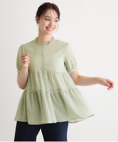 LAURA ASHLEY / ローラ アシュレイ シャツ・ブラウス | 【洗える／シアー素材】ドビーシフォンティアードブラウス