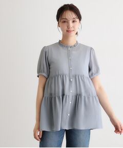 LAURA ASHLEY / ローラ アシュレイ シャツ・ブラウス | 【洗える／シアー素材】ドビーシフォンティアードブラウス