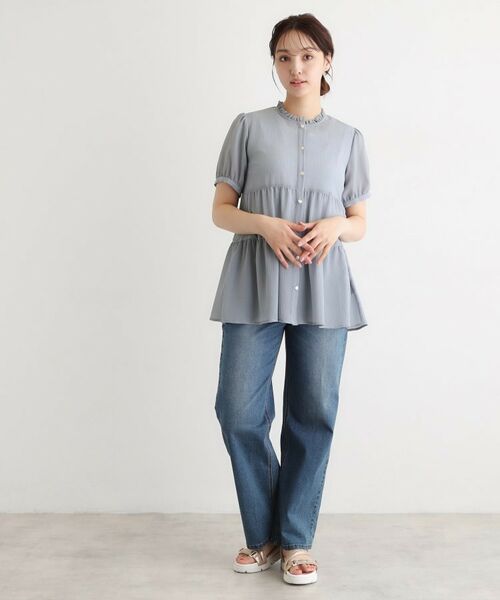 LAURA ASHLEY / ローラ アシュレイ シャツ・ブラウス | 【洗える／シアー素材】ドビーシフォンティアードブラウス | 詳細10