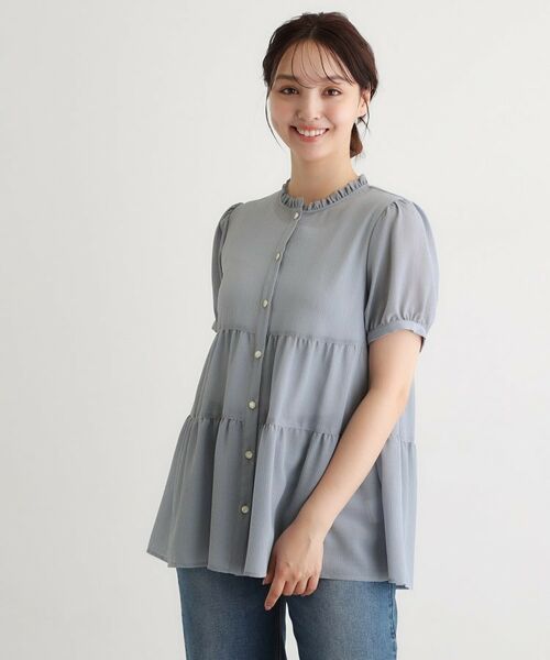 LAURA ASHLEY / ローラ アシュレイ シャツ・ブラウス | 【洗える／シアー素材】ドビーシフォンティアードブラウス | 詳細9