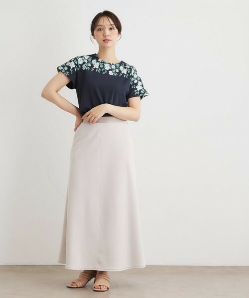 LAURA ASHLEY / ローラ アシュレイ カットソー | 【接触冷感／洗える／コットン100％】ロミリー柄 デコルテプリントTシャツ | 詳細11