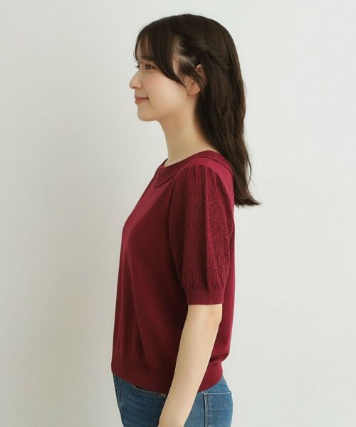 LAURA ASHLEY / ローラ アシュレイ ニット・セーター | 【洗える／調温機能糸使用】かぎ針編み風ラウンドカラープルオーバーニット | 詳細14