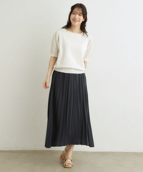 LAURA ASHLEY / ローラ アシュレイ ニット・セーター | 【洗える／調温機能糸使用】かぎ針編み風ラウンドカラープルオーバーニット | 詳細2