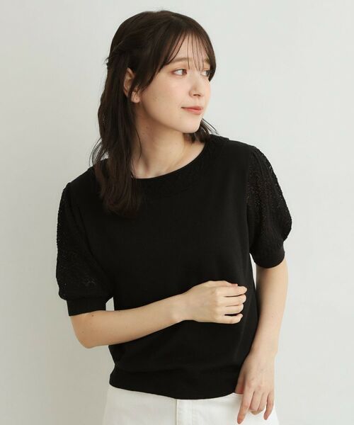 LAURA ASHLEY / ローラ アシュレイ ニット・セーター | 【洗える／調温機能糸使用】かぎ針編み風ラウンドカラープルオーバーニット | 詳細5