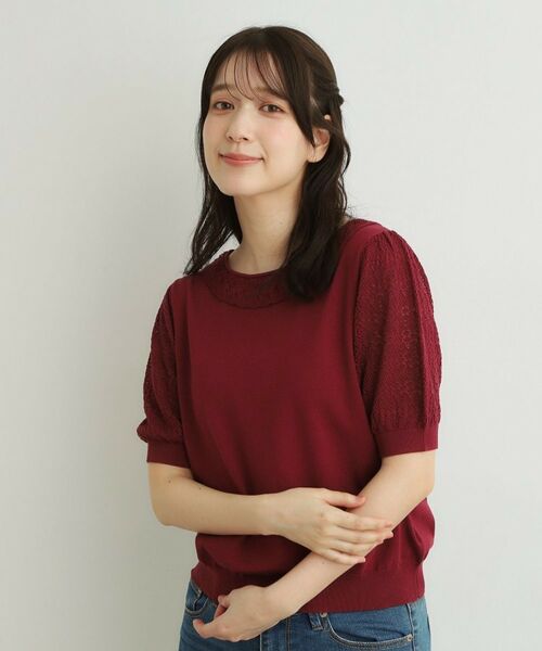 LAURA ASHLEY / ローラ アシュレイ ニット・セーター | 【洗える／調温機能糸使用】かぎ針編み風ラウンドカラープルオーバーニット | 詳細9