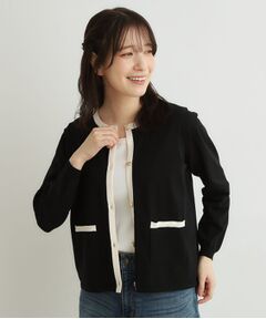 LAURA ASHLEY / ローラ アシュレイ カーディガン・ボレロ | 【羽織におすすめ！洗える】バイカラーニットカーディガン