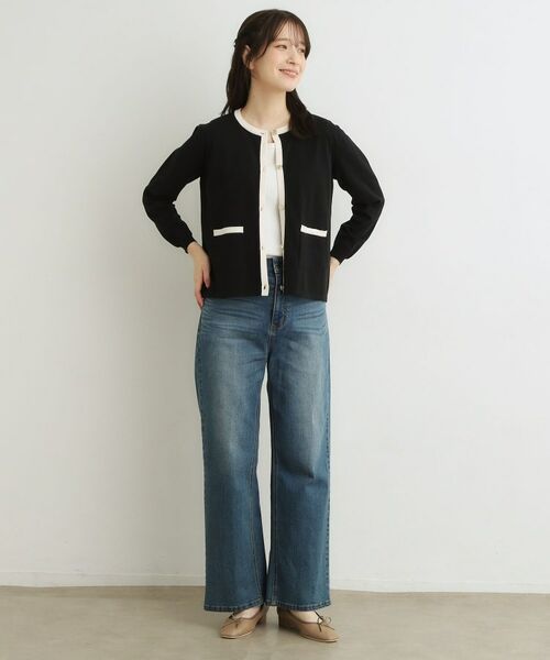 LAURA ASHLEY / ローラ アシュレイ カーディガン・ボレロ | 【羽織におすすめ！洗える】バイカラーニットカーディガン | 詳細2