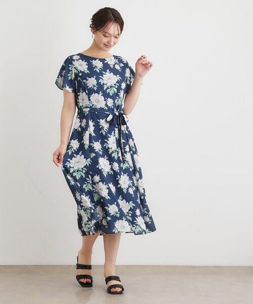 LAURA ASHLEY / ローラ アシュレイ ミニ丈・ひざ丈ワンピース | 【2WAYウエストリボン／洗える／総裏付き】ウィズリー柄ワンピース | 詳細1