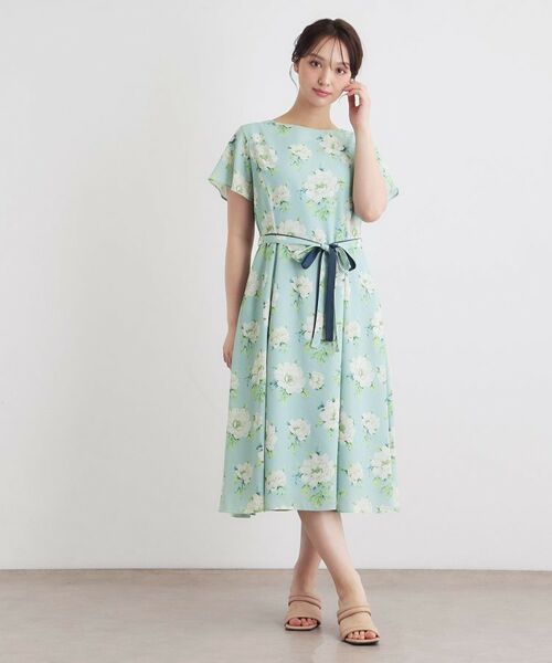 LAURA ASHLEY / ローラ アシュレイ ミニ丈・ひざ丈ワンピース | 【2WAYウエストリボン／洗える／総裏付き】ウィズリー柄ワンピース | 詳細10