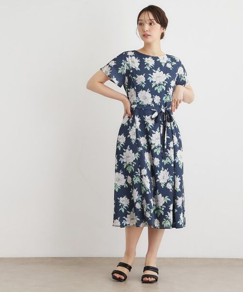 LAURA ASHLEY / ローラ アシュレイ ミニ丈・ひざ丈ワンピース | 【2WAYウエストリボン／洗える／総裏付き】ウィズリー柄ワンピース | 詳細2