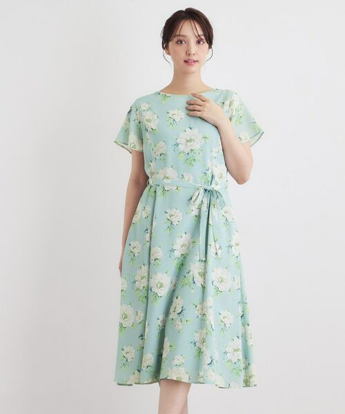 LAURA ASHLEY / ローラ アシュレイ ミニ丈・ひざ丈ワンピース | 【2WAYウエストリボン／洗える／総裏付き】ウィズリー柄ワンピース | 詳細7