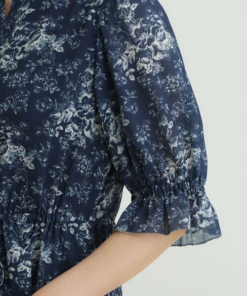 LAURA ASHLEY / ローラ アシュレイ ミニ丈・ひざ丈ワンピース | 【洗える／ウエストドロスト・袖口ゴム仕様】トワル ディライト柄シフォンワンピース | 詳細13