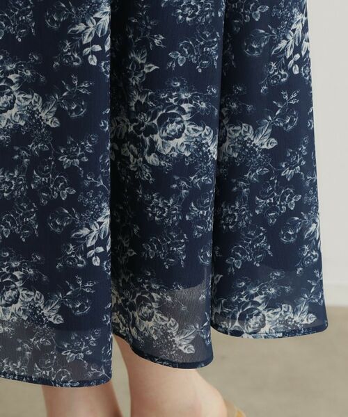 LAURA ASHLEY / ローラ アシュレイ ミニ丈・ひざ丈ワンピース | 【洗える／ウエストドロスト・袖口ゴム仕様】トワル ディライト柄シフォンワンピース | 詳細15