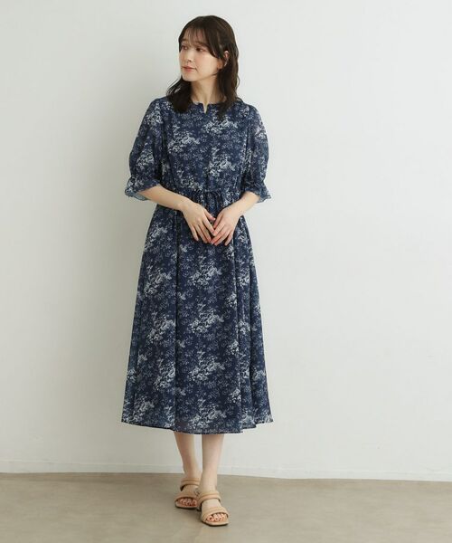LAURA ASHLEY / ローラ アシュレイ ミニ丈・ひざ丈ワンピース | 【洗える／ウエストドロスト・袖口ゴム仕様】トワル ディライト柄シフォンワンピース | 詳細7
