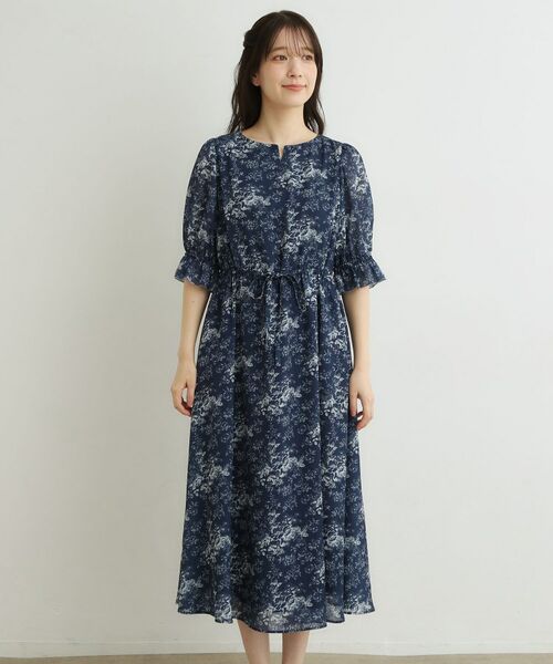 LAURA ASHLEY / ローラ アシュレイ ミニ丈・ひざ丈ワンピース | 【洗える／ウエストドロスト・袖口ゴム仕様】トワル ディライト柄シフォンワンピース | 詳細9