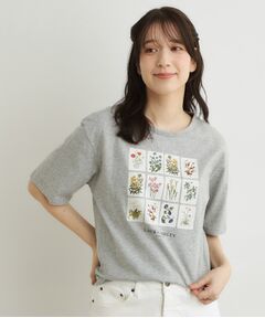 LAURA ASHLEY / ローラ アシュレイ カットソー | 【接触冷感／UVカット／吸水速乾性／抗菌防臭】パーショア ポストカーズ柄Tシャツ