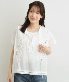 LAURA ASHLEY / ローラ アシュレイ シャツ・ブラウス | 【洗える／コットン100％】カットワークレースブラウス