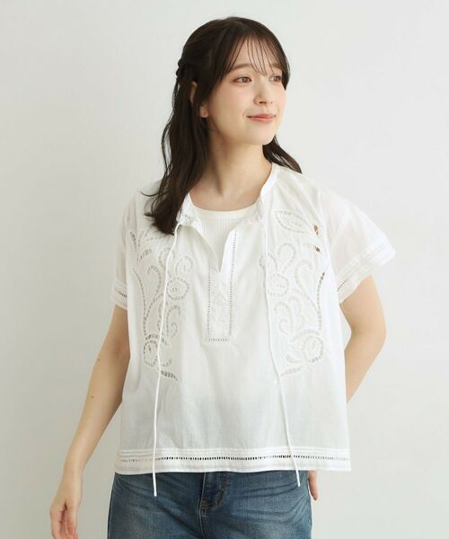 LAURA ASHLEY / ローラ アシュレイ シャツ・ブラウス | 【洗える／コットン100％】カットワークレースブラウス | 詳細1