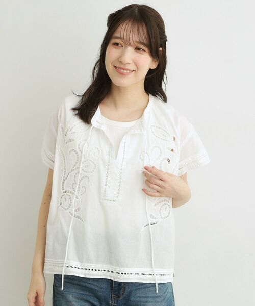 LAURA ASHLEY / ローラ アシュレイ シャツ・ブラウス | 【洗える／コットン100％】カットワークレースブラウス（オフホワイト(003)）