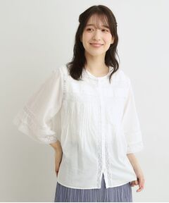 LAURA ASHLEY / ローラ アシュレイ シャツ・ブラウス | 【洗える／コットン100％】リバーレース テントスリーブブラウス