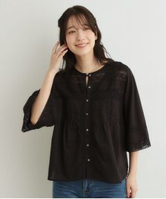 LAURA ASHLEY / ローラ アシュレイ シャツ・ブラウス | 【洗える／コットン100％】リバーレース テントスリーブブラウス