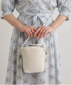 LAURA ASHLEY / ローラ アシュレイ ショルダーバッグ | 【取外し可ショルダーベルト付き】ウィービングドローストリングバッグ