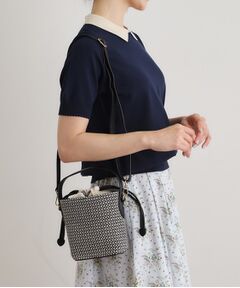 LAURA ASHLEY / ローラ アシュレイ ショルダーバッグ | 【取外し可ショルダーベルト付き】ウィービングドローストリングバッグ