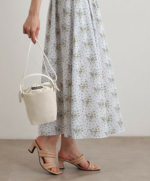 LAURA ASHLEY / ローラ アシュレイ ショルダーバッグ | 【取外し可ショルダーベルト付き】ウィービングドローストリングバッグ | 詳細1