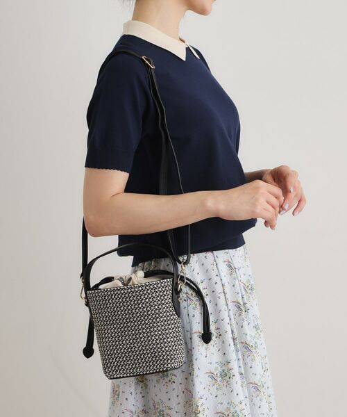 LAURA ASHLEY / ローラ アシュレイ ショルダーバッグ | 【取外し可ショルダーベルト付き】ウィービングドローストリングバッグ | 詳細4