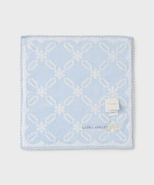 LAURA ASHLEY / ローラ アシュレイ ハンカチ | ピコレースリボンタオルハンカチ（ブルー(191)）