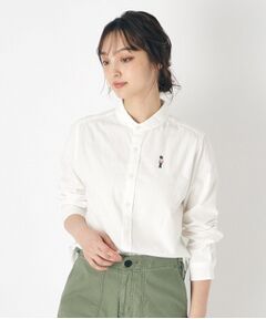 LAURA ASHLEY / ローラ アシュレイ シャツ・ブラウス | 【刺繍入り／日本製／ワンマイルウエア】ラウンドカラーシャツ