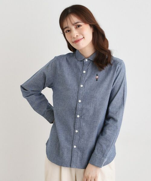 LAURA ASHLEY / ローラ アシュレイ シャツ・ブラウス | 【刺繍入り／日本製／ワンマイルウエア】ラウンドカラーシャツ | 詳細5