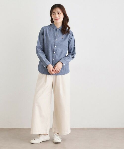 LAURA ASHLEY / ローラ アシュレイ シャツ・ブラウス | 【刺繍入り／日本製／ワンマイルウエア】ラウンドカラーシャツ | 詳細7