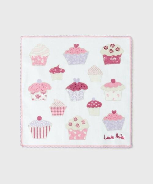 LAURA ASHLEY / ローラ アシュレイ ハンカチ | カップ ケーキ柄 タオルハンカチ（アイボリー(104)）