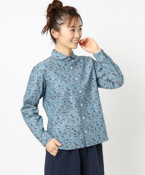 LAURA ASHLEY / ローラ アシュレイ シャツ・ブラウス | 【コットン100％／日本製／ワンマイルウエア】ロサ サンクタ柄 ダンガリーブラウス | 詳細9