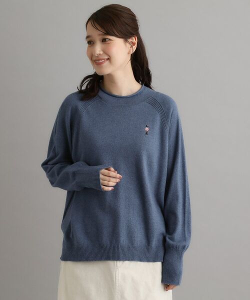 LAURA ASHLEY / ローラ アシュレイ ニット・セーター | 【日本製】コットン ソルジャー刺繍プルオーバー（ブルー(092)）