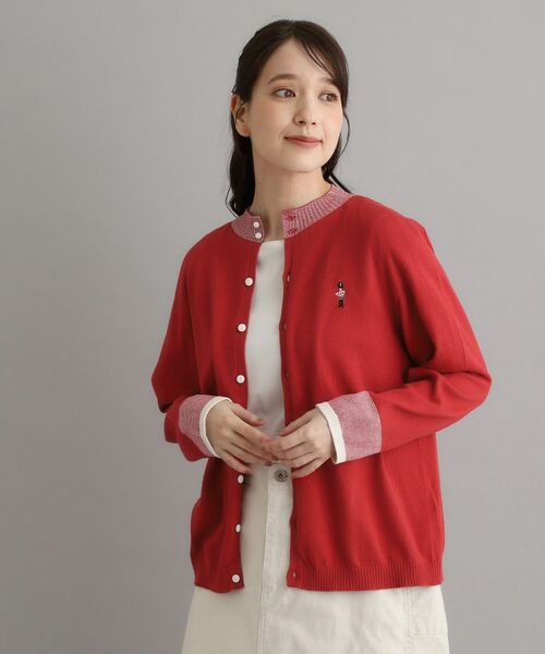 LAURA ASHLEY / ローラ アシュレイ カーディガン・ボレロ | 【日本製/ワンマイルウエア】コットン ソルジャー刺繍カーディガン（レッド(063)）