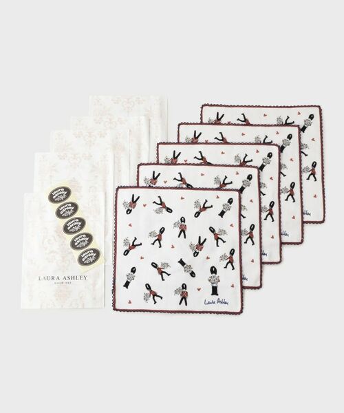 LAURA ASHLEY / ローラ アシュレイ ハンカチ | 【WEB限定/お配りギフトにおすすめ!/ラッピング資材付き】ヴィンテージ ソルジャー柄 タオルハンカチ 5枚セット白 | 詳細1
