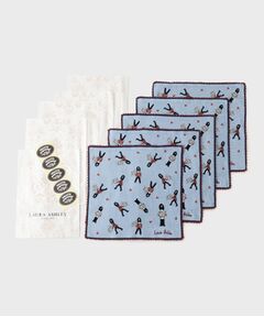 LAURA ASHLEY / ローラ アシュレイ ハンカチ | 【WEB限定／お配りギフトにおすすめ！／ラッピング資材付き】ヴィンテージ ソルジャー柄 タオルハンカチ 5枚セット青