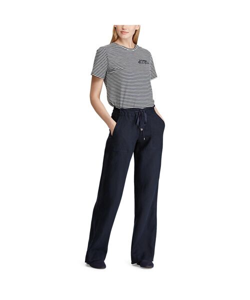 LAUREN RALPH LAUREN/ローレン ラルフ ローレン リネン ワイドレッグパンツ 410ネイビー 00 LAUREN RALPH LAUREN/ローレン ラルフ ローレン リネン ワイドレッグパンツ 410ネイビー 00