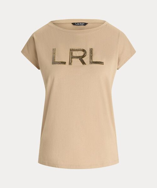 LAUREN RALPH LAUREN / ローレン ラルフ ローレン Tシャツ | ビーデッドロゴ コットン ジャージー Tシャツ | 詳細1