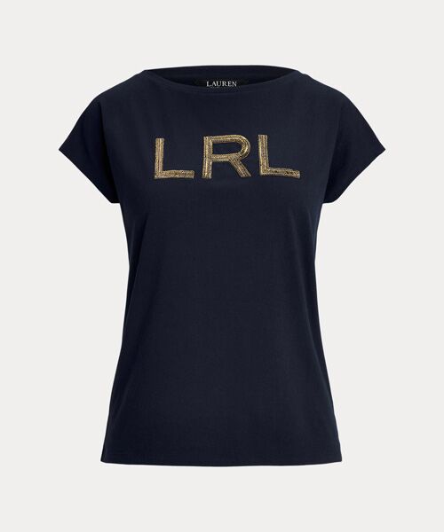 LAUREN RALPH LAUREN / ローレン ラルフ ローレン Tシャツ | ビーデッドロゴ コットン ジャージー Tシャツ | 詳細1