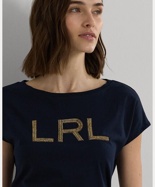 LAUREN RALPH LAUREN / ローレン ラルフ ローレン Tシャツ | ビーデッドロゴ コットン ジャージー Tシャツ | 詳細4