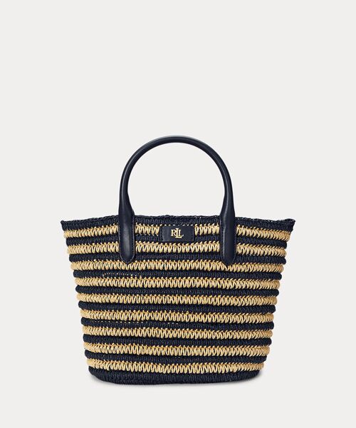 LAUREN RALPH LAUREN/ローレン ラルフ ローレン ストライプド ストロー ミディアム Brie トート バッグ 410ネイビー ONE LAUREN RALPH LAUREN/ローレン ラルフ ローレン ストライプド ストロー ミディアム Brie トート バッグ 410ネイビー ONE